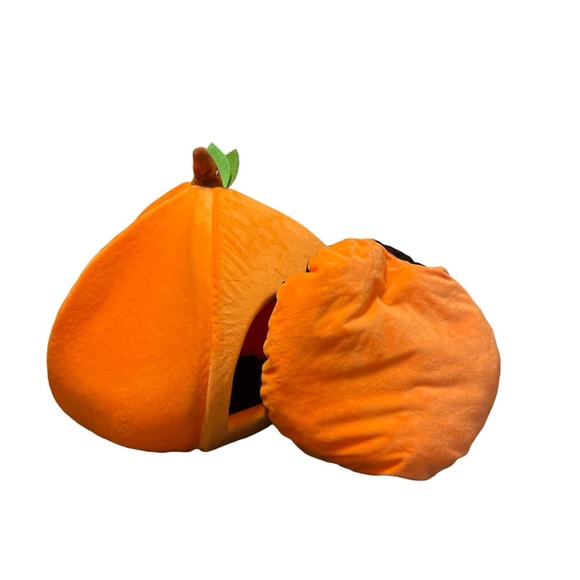 Pumpkin Shape Pet Bed Nesting Cave Plush - Picture 2 of 6
